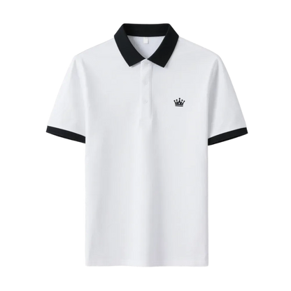 Men's Regular Fit Contrast Trim Polo Shirt – Half Zip, Short Sleeve, Summer Casual/Sporty Top for Daily Wear
