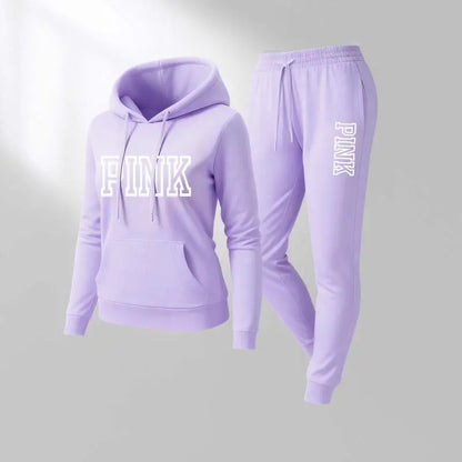 Women's Printed Hooded Sweatshirt And Drawstring Sweatpants Set