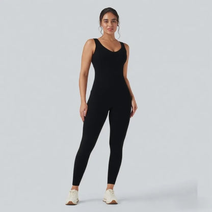 V Neck Butt Lifting Workout Jumpsuit with Pockets