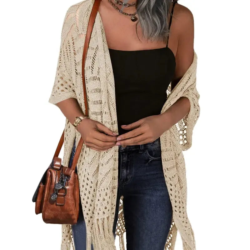 Women's knitted cardigan loose open coat