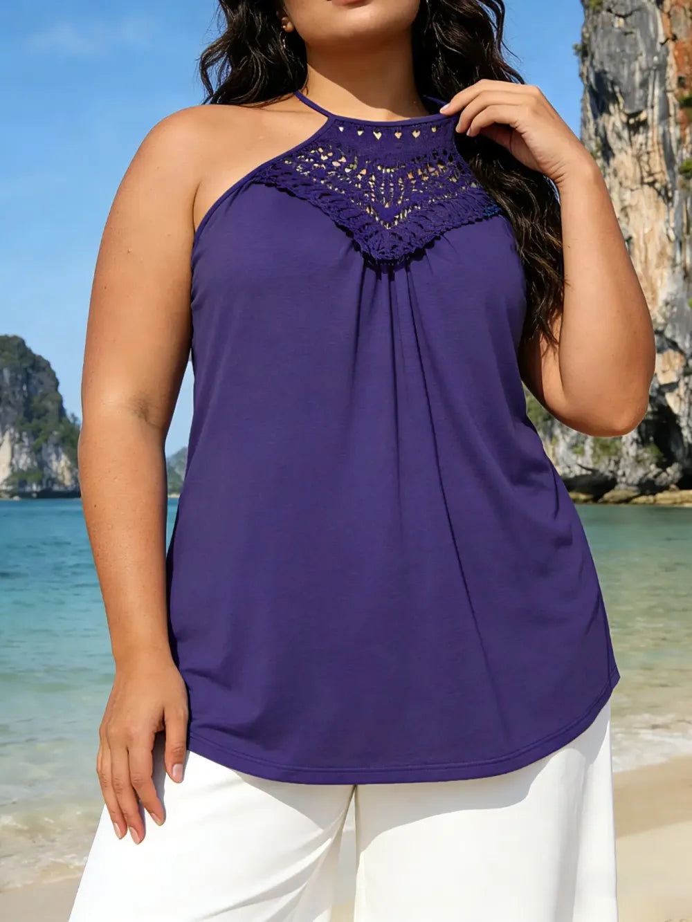 Plus Size Ruched Halter Top