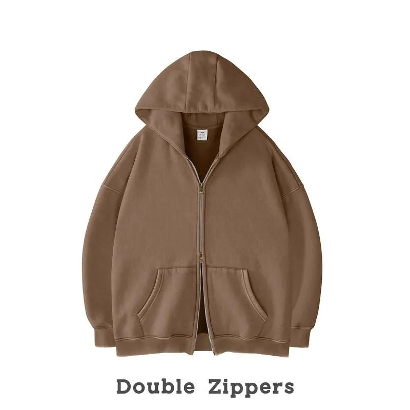 Unisex Oversized Zip-Up Hoodie for Women Plain