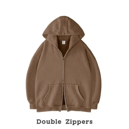 Unisex Oversized Zip-Up Hoodie for Women Plain
