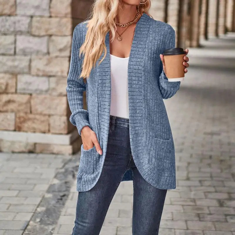Women 2024 Fall Open Front Long Sleeve Loose Lightweight Knit Sweater
