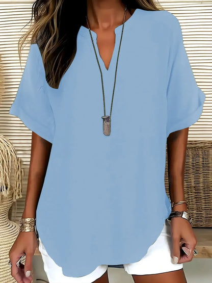 Women's Plain Short Sleeve Blouse