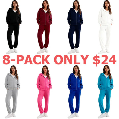 2 Piece Sets for Women Fleece Sweatsuits Zip Up Hoodie Sweatshirts Drawstring Jogger Sweatpants