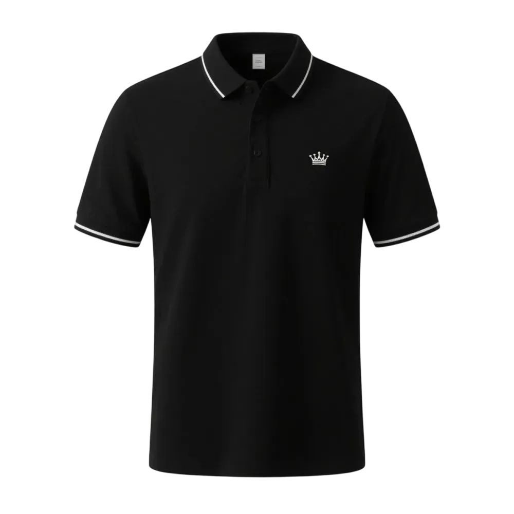 Men's Regular Fit Contrast Trim Polo Shirt – Half Zip, Short Sleeve, Summer Casual/Sporty Top for Daily Wear