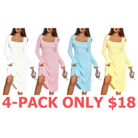 4-Pack (Off White,Pink, Light Blue,Lime Yellow)