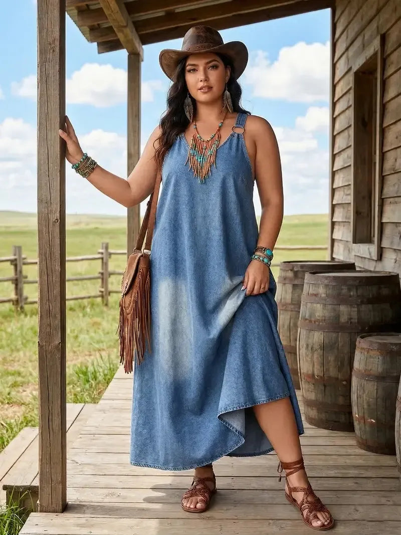 Women’s Sleeveless Denim Maxi Dress