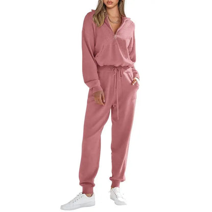Women's 2-Piece Sweater Set Pullover Zip Up Sweatshirt Jogger Sweatpants Tracksuit Casual Outfit