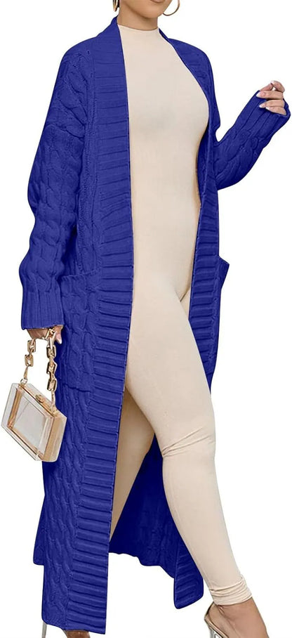 Women's Long Cardigan 2024 Oversized Coat Long Sleeve Open Cardigan Knitted Extra Long Coat Autumn Fashion Jacket Clothes