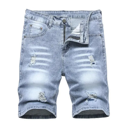 Men's Stretch Ripped Denim Cotton Comfort Shorts.