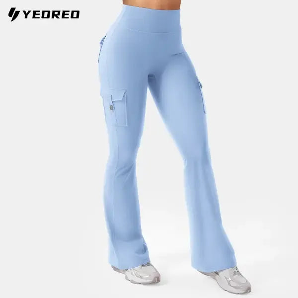Women's athletic flare pants with hidden pockets
