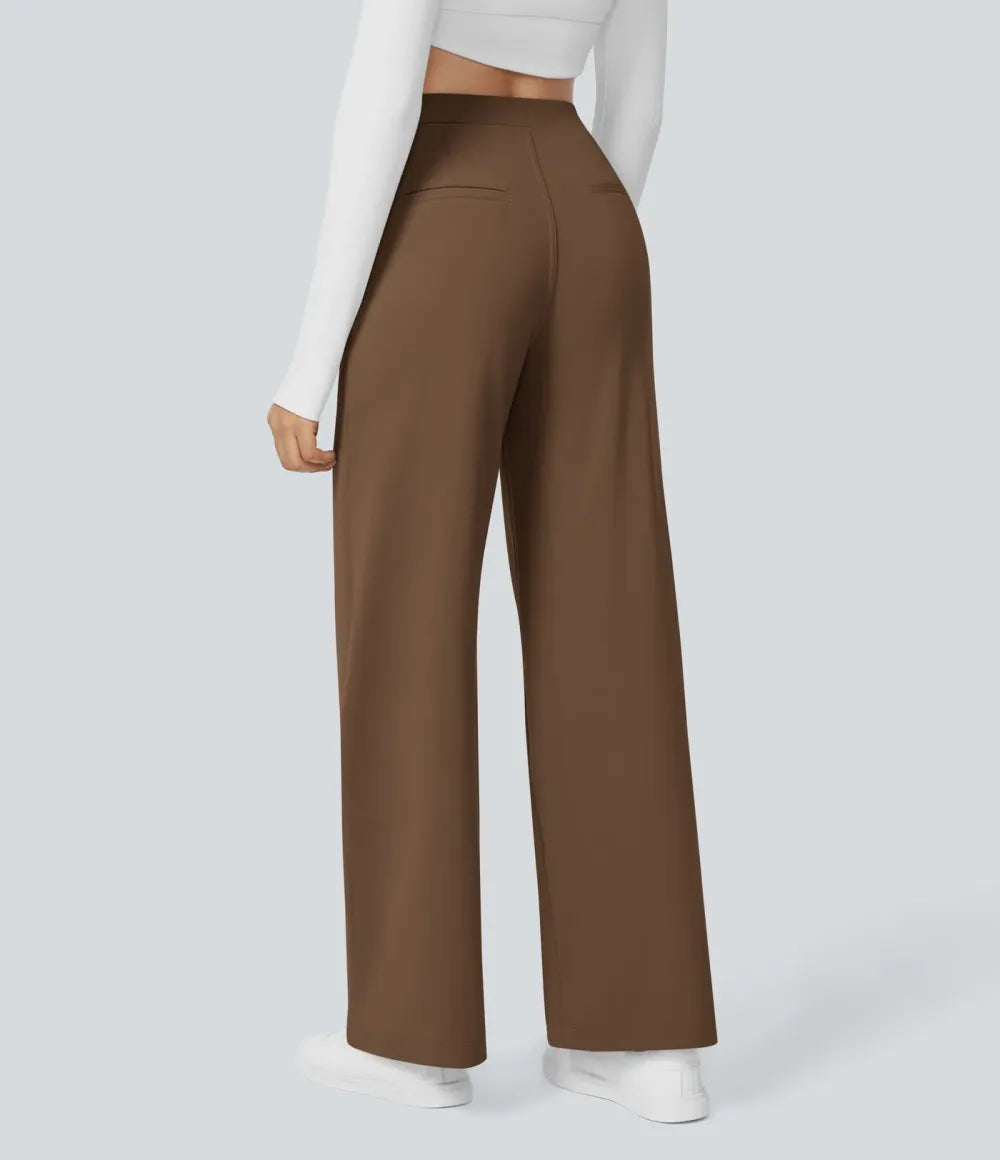 ⏰Big Spring Sale!High Waisted Side Pocket Straight Leg Work Pants