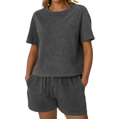 Women's Y2K Fade Craft Acid Wash 2-Piece Set