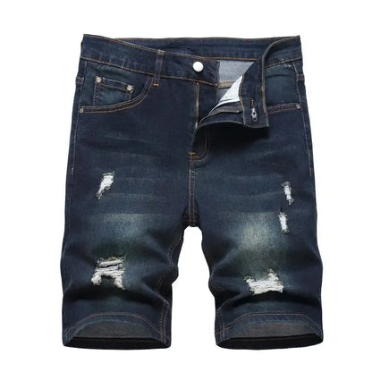 Men's Stretch Ripped Denim Cotton Comfort Shorts.