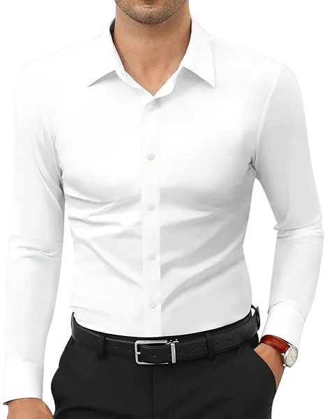 Men's 16-Way Stretch Slim Fit Long Sleeve Button Down Shirts