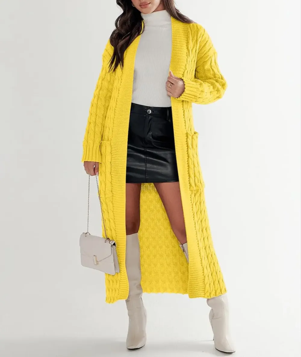 Women's Long Cardigan 2024 Oversized Coat Long Sleeve Open Cardigan Knitted Extra Long Coat Autumn Fashion Jacket Clothes