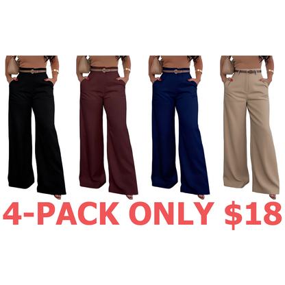 Women's Solid High Waist Wide Leg Pants