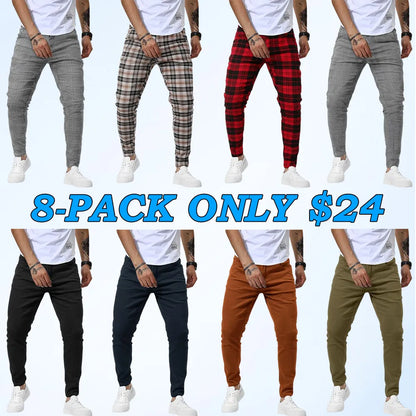 Men's Casual Slim Fit Pants Skinny Stretch Dress Slacks