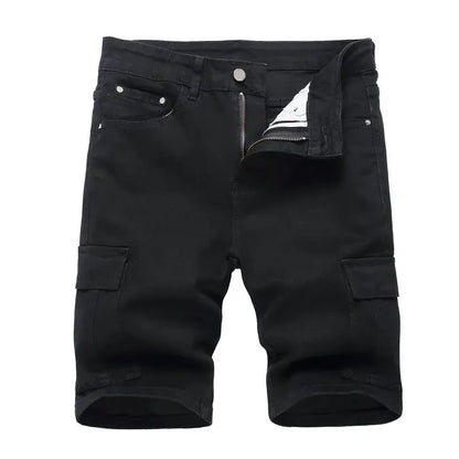 Men's Stretch Ripped Denim Cotton Comfort Shorts.