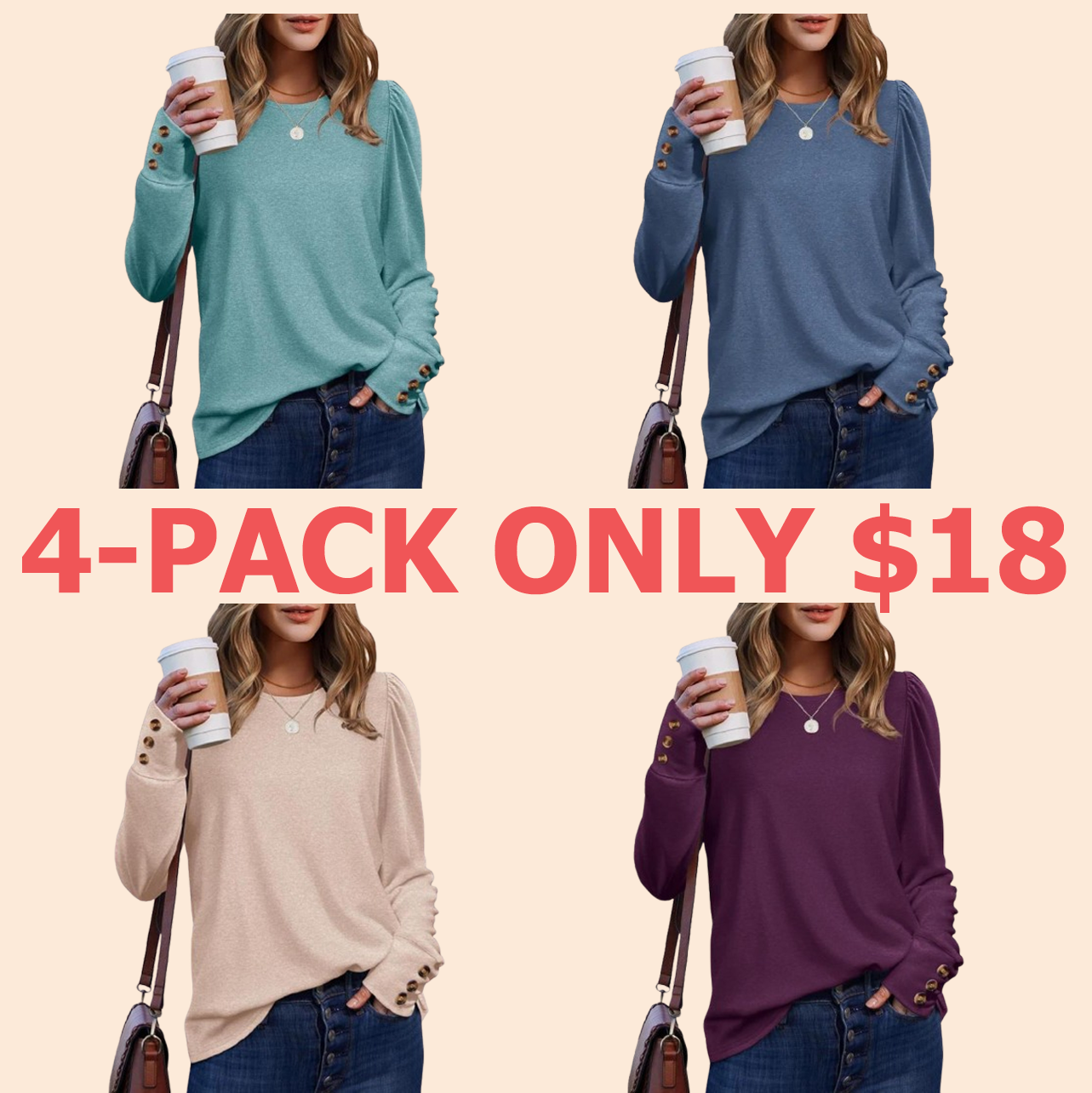 Long Sleeve Shirts for Women Blouses Dressy Casual Puff Sleeve Fashion Clothing Tops with Buttons