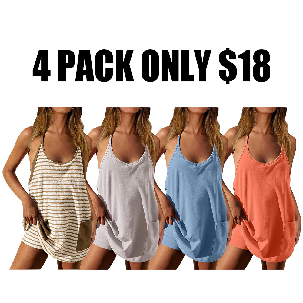 Women'S Summer Mini Dress Casual Sporty Tennis Skirt With Shorts Sleeveless Sporty Dress