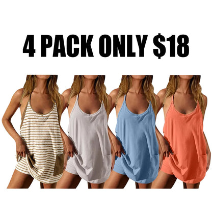 Women'S Summer Mini Dress Casual Sporty Tennis Skirt With Shorts Sleeveless Sporty Dress