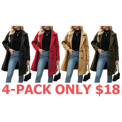 Women's Winter Wool Blend Camel Mid-Long Coat