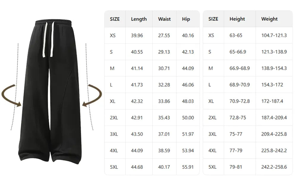 Men'S Fleece Thermal Lined Sweatpants Oversize Drawstring Waist Casual Loose Pants For Fall Winter School Season Daily Wear