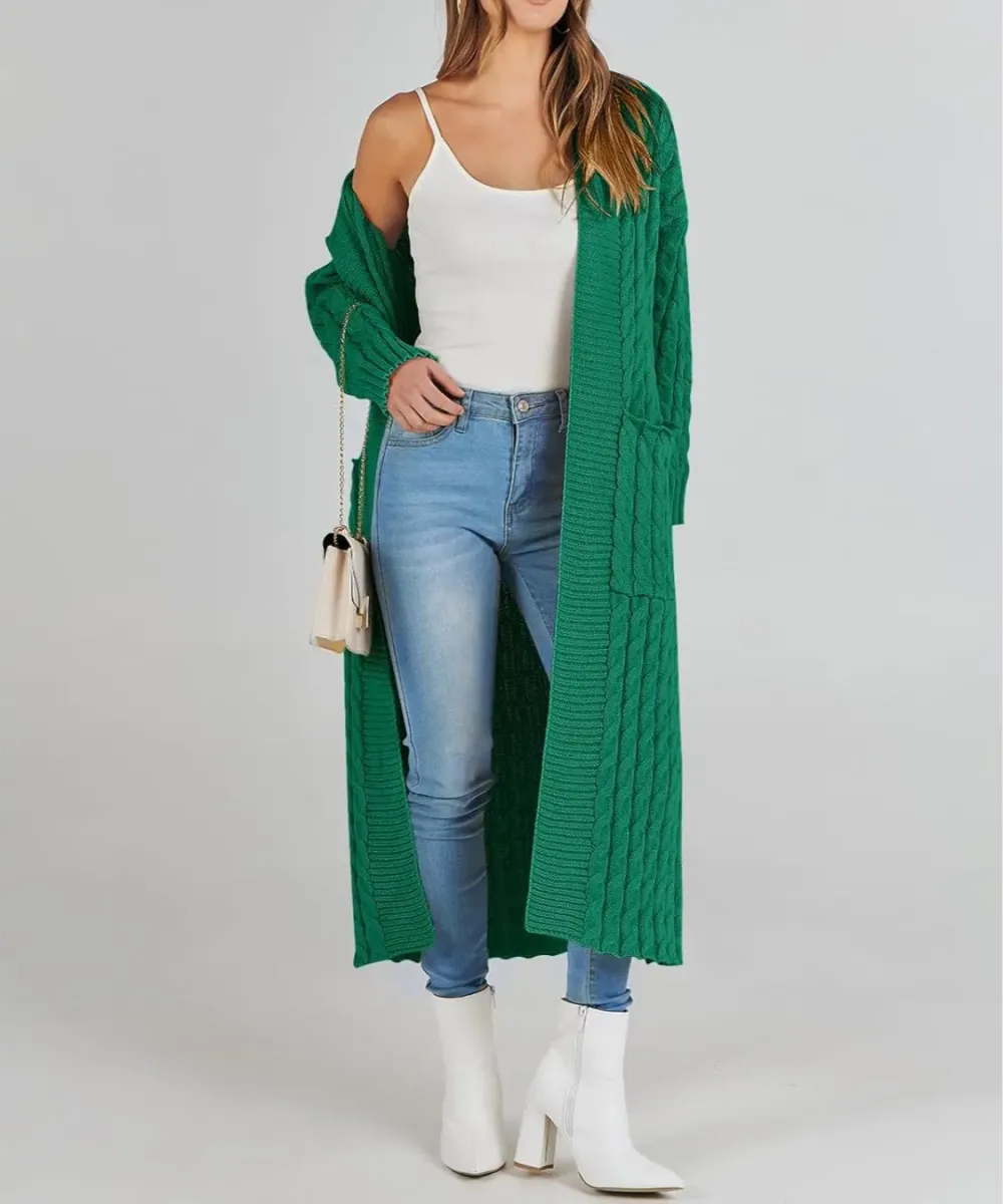 Women's Long Cardigan 2024 Oversized Coat Long Sleeve Open Cardigan Knitted Extra Long Coat Autumn Fashion Jacket Clothes