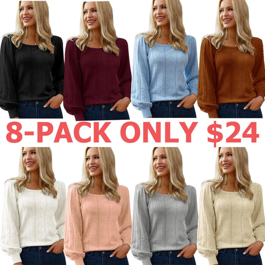 Womens Sweaters 2025 Trendy Puff Sleeve Tops