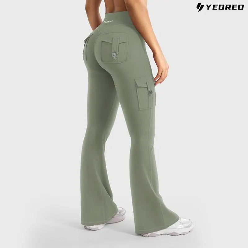 Women's athletic flare pants with hidden pockets