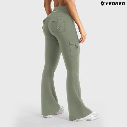 Women's athletic flare pants with hidden pockets