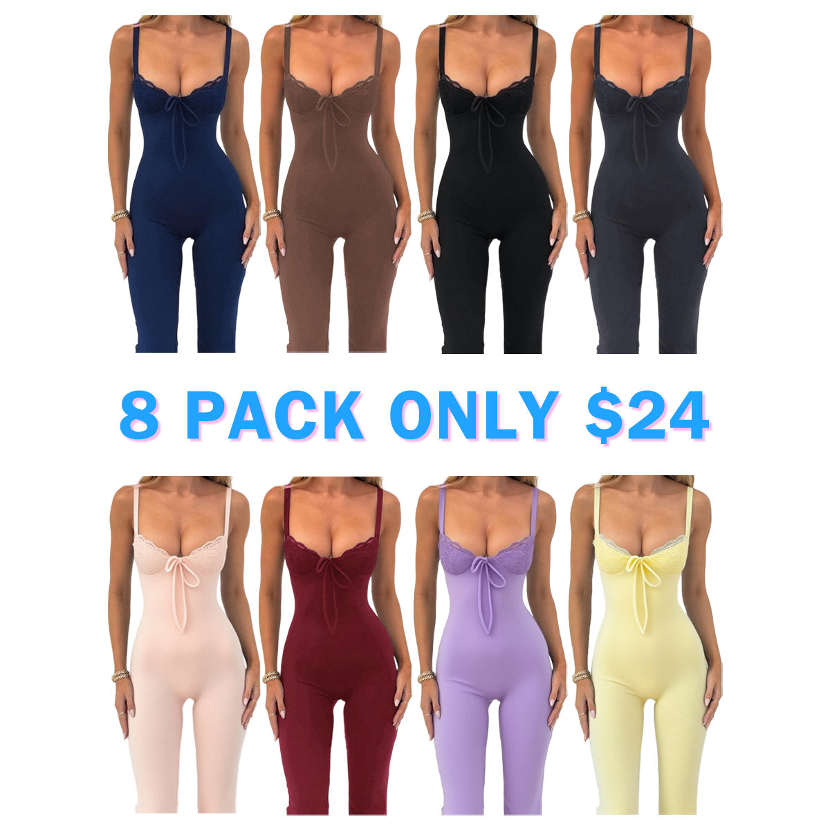 Women's Contrast Lace Knot Front Cami Jumpsuit