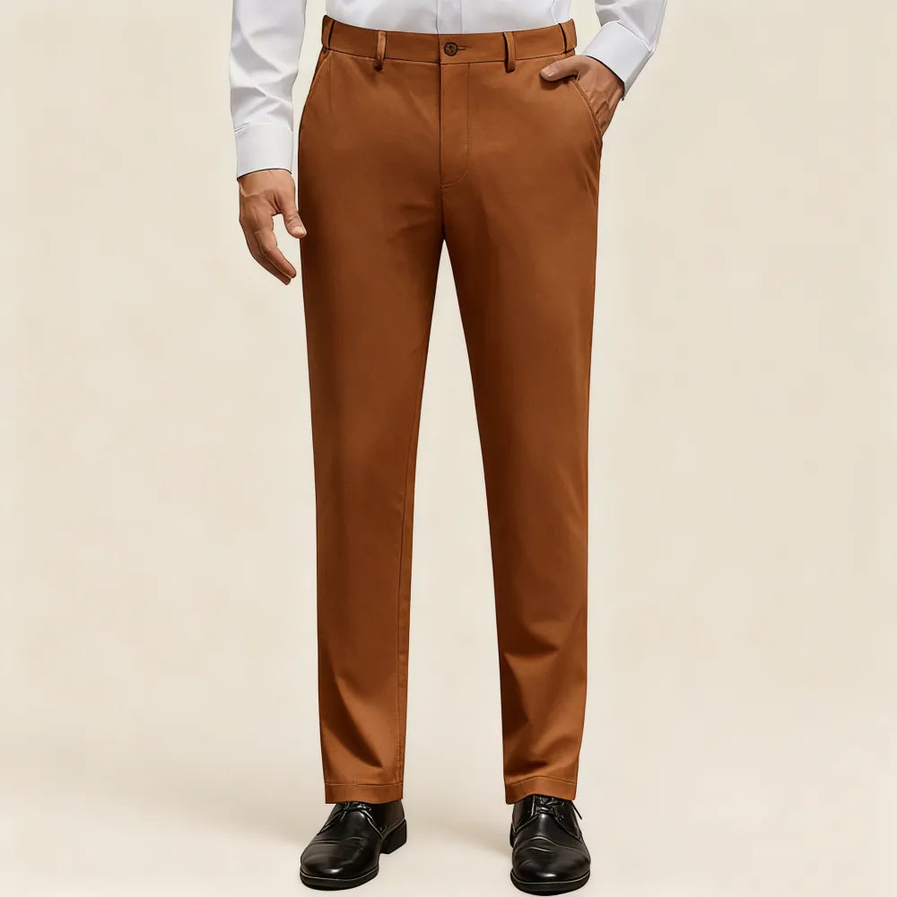 Men's Stretch Dress Pants No Iron Golf Pants Expandable Waist Flat Front Business Casual Pants