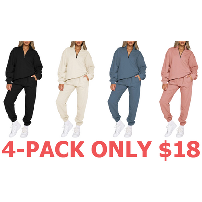 Women 2 Piece Outfits Sweatsuit Oversized Half Zip Pullover Long Sleeve Sweatshirt Jogger Pants Set with Pockets