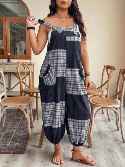 Plus Size Jumpsuit, Casual Comfy Sleeveless Jumpsuit