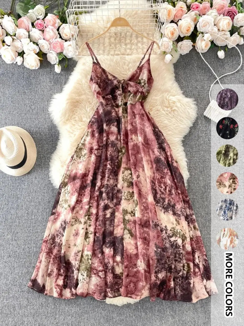 Women's Boho Floral Cami A-Line Summer Dress