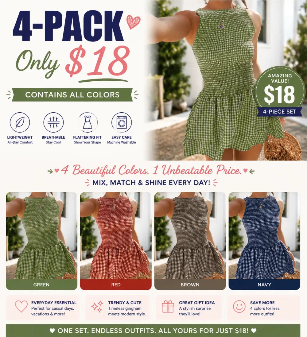 ⏰Hot Sale-Women'S Casual Fashion Sleeveless Short Dress🔥8-Pack - All Colors Included