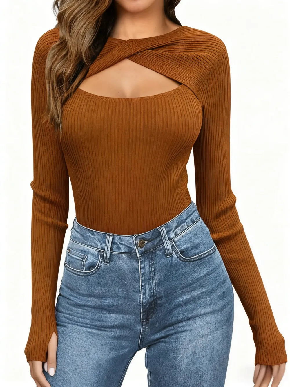 Women's Pullover Sweaters Long Sleeve Cutout Knit