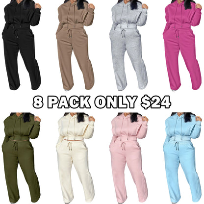 Long Sleeve Sweatshirt and Casual Wide Leg Sweatpants Set