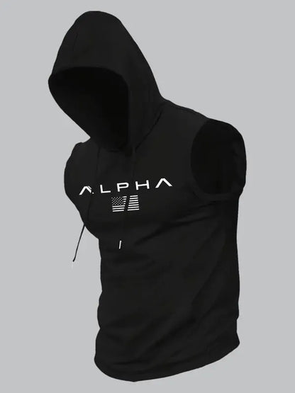 Men's Print Hooded Tank Top Casual, Sleeveless, Summer Streetwear