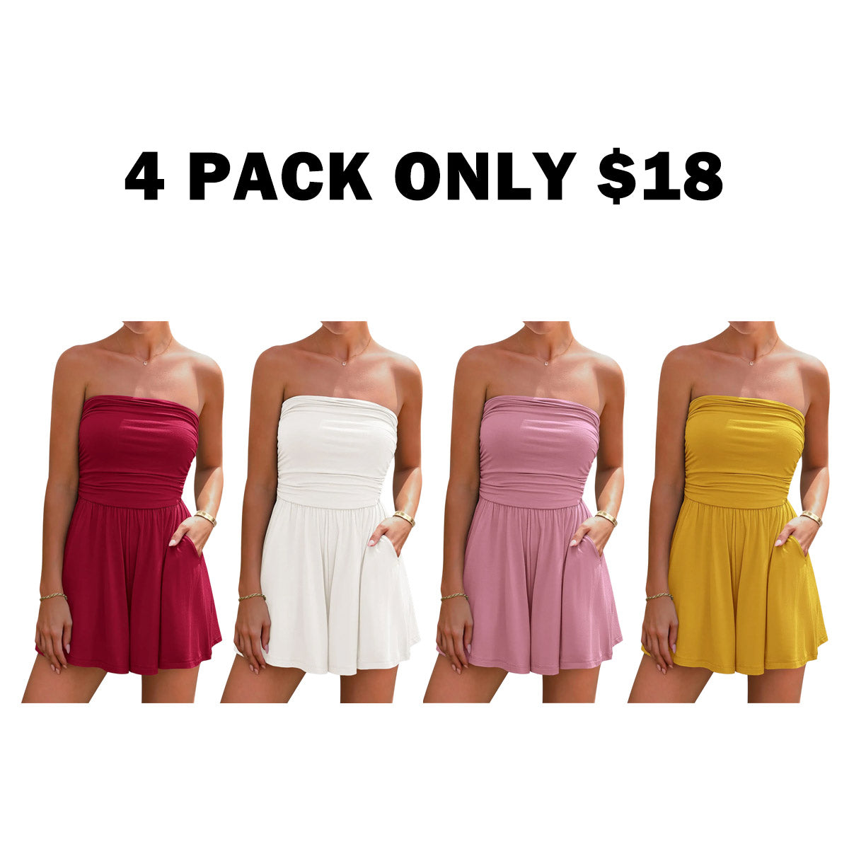 Strapless Tube Beach Vacation Romper