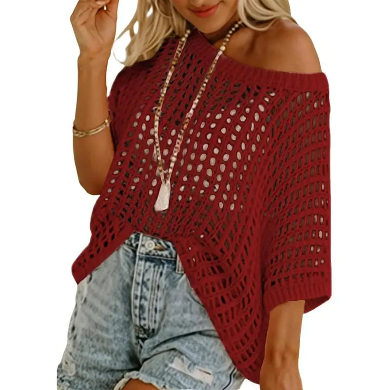 Women'S Summer Round Neck Short Sleeve Sweater