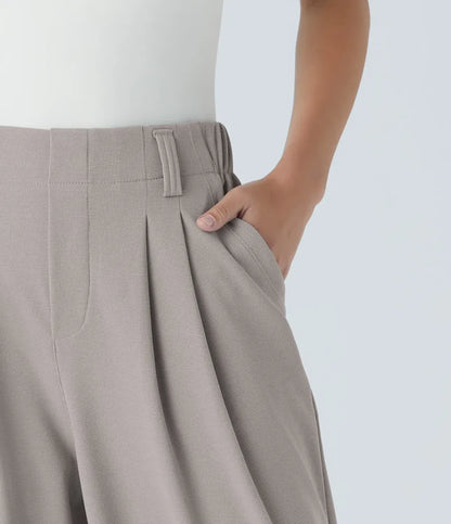 High Waisted Side Pocket Wide Leg Waffle Work Pants