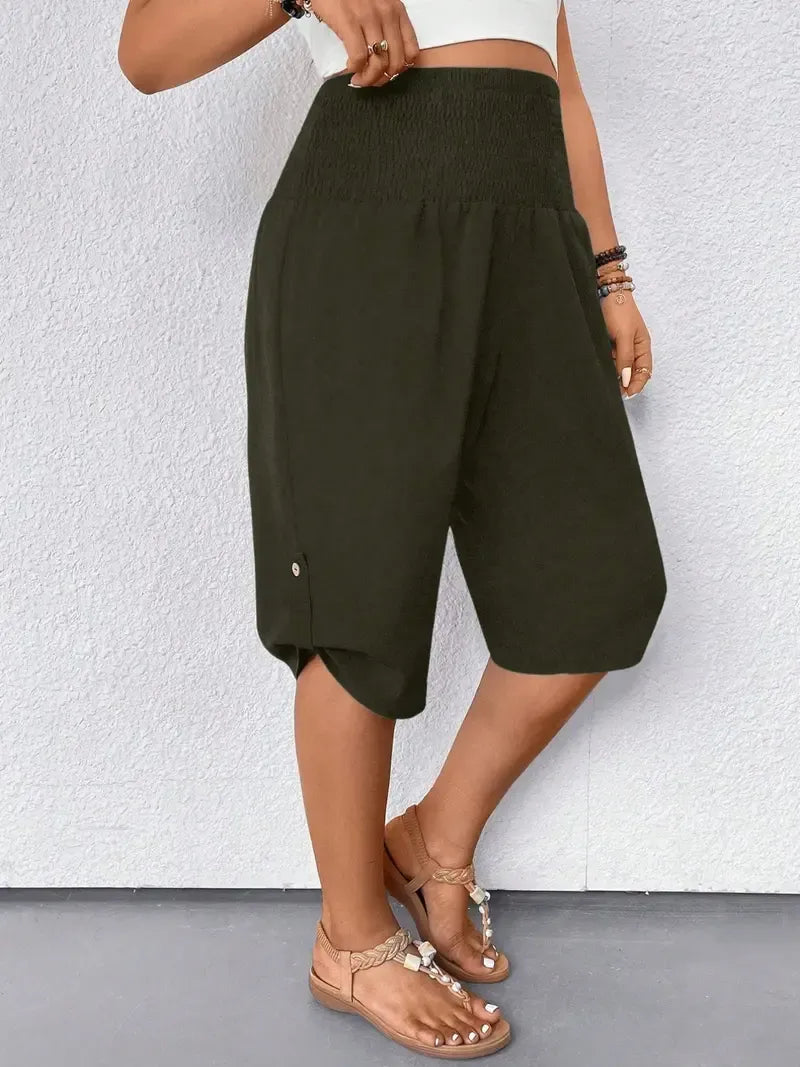 Women's Tummy Control High Waist Fitted Wide Leg Capri Pants