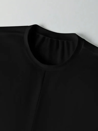 Women's Knitted Round Neck Drop Shoulder Sleeve Fitted T-Shirt