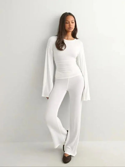 Women's Fall New Round Neck Flare Long Sleeve Top