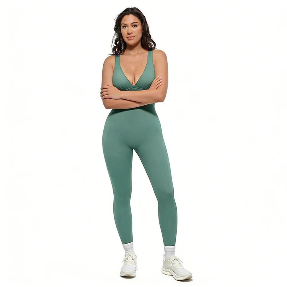 Deep V Shapewear With Chest Support Breathable High-Waisted Tummy Control Jumpsuit